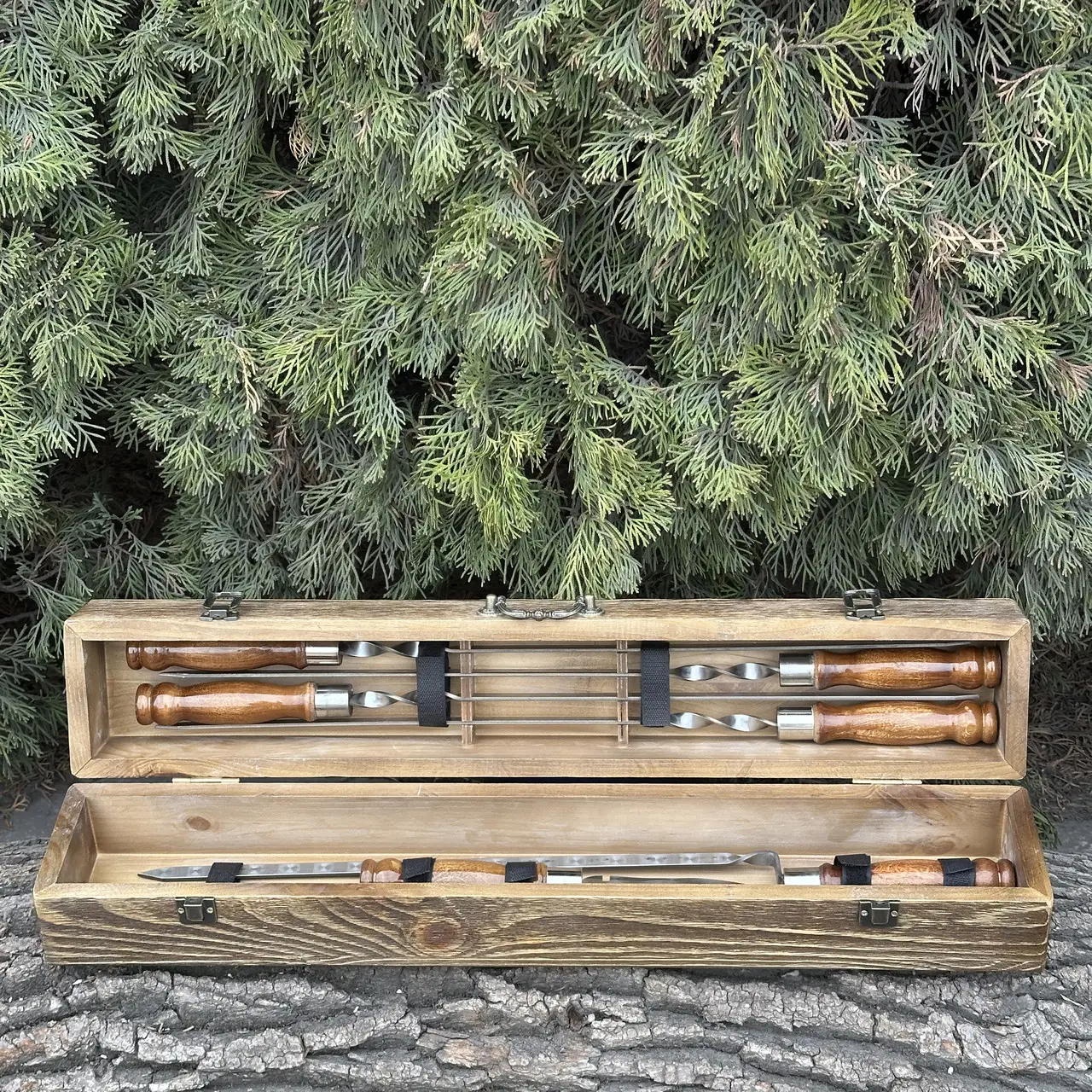 Подарунковий набір шампурів ШашлиКейс світла текстура