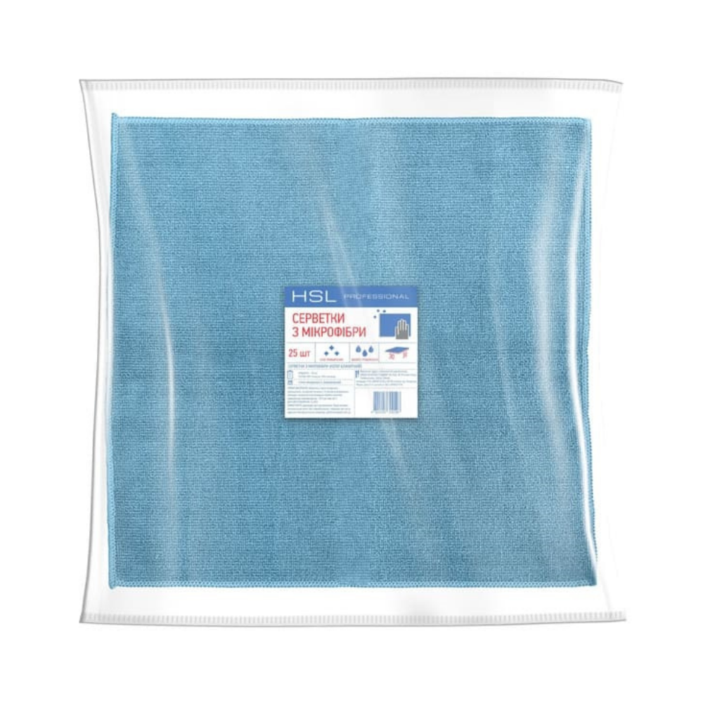 Серветки з мікрофібри універсальні, блакитні, ОПТОМ BULK 30*30 TM HSL, 25шт