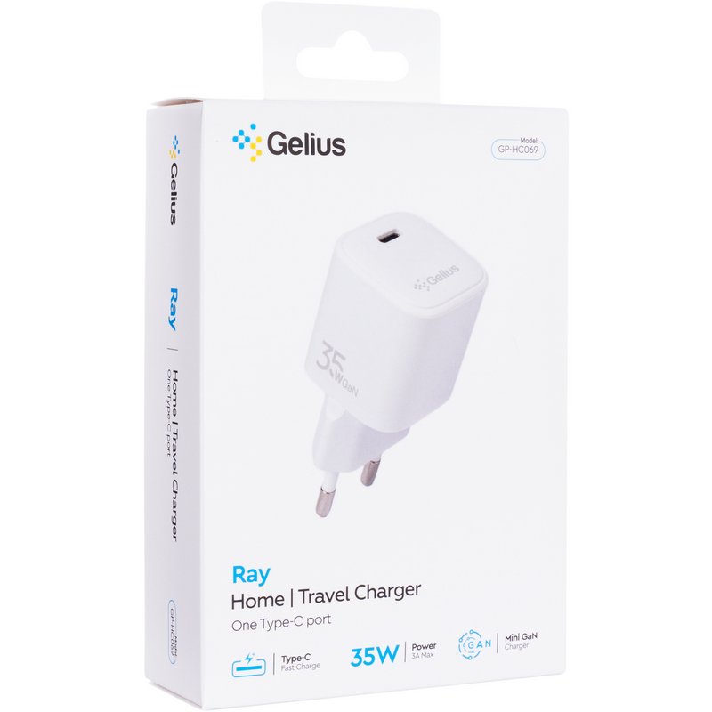 Мережевий зарядний пристрій Gelius Ray GP-HC069 35W White
