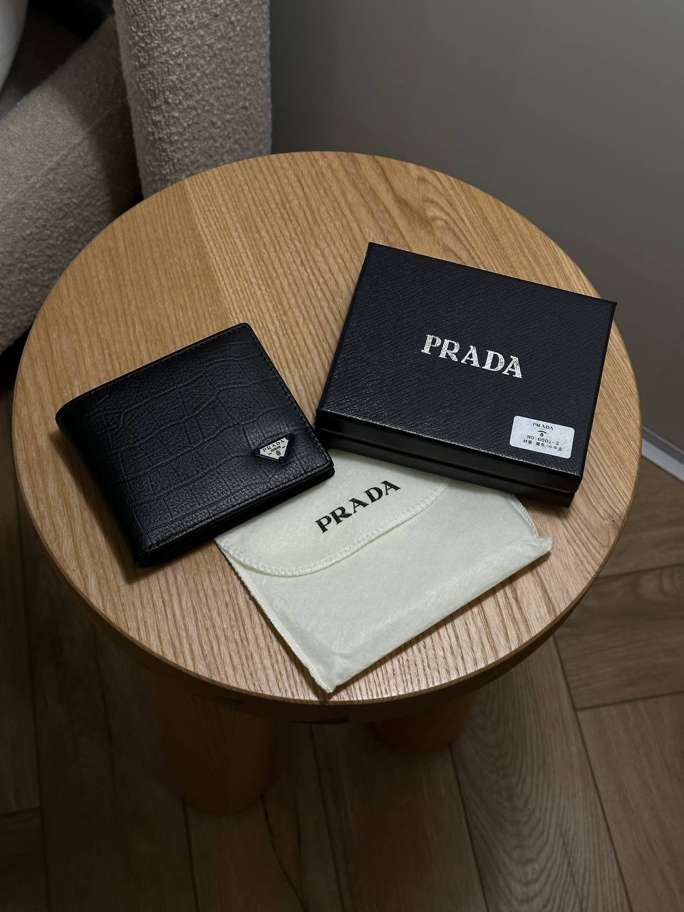 Prada Saffiano Leather Wallet Crocodile Embossed in Black