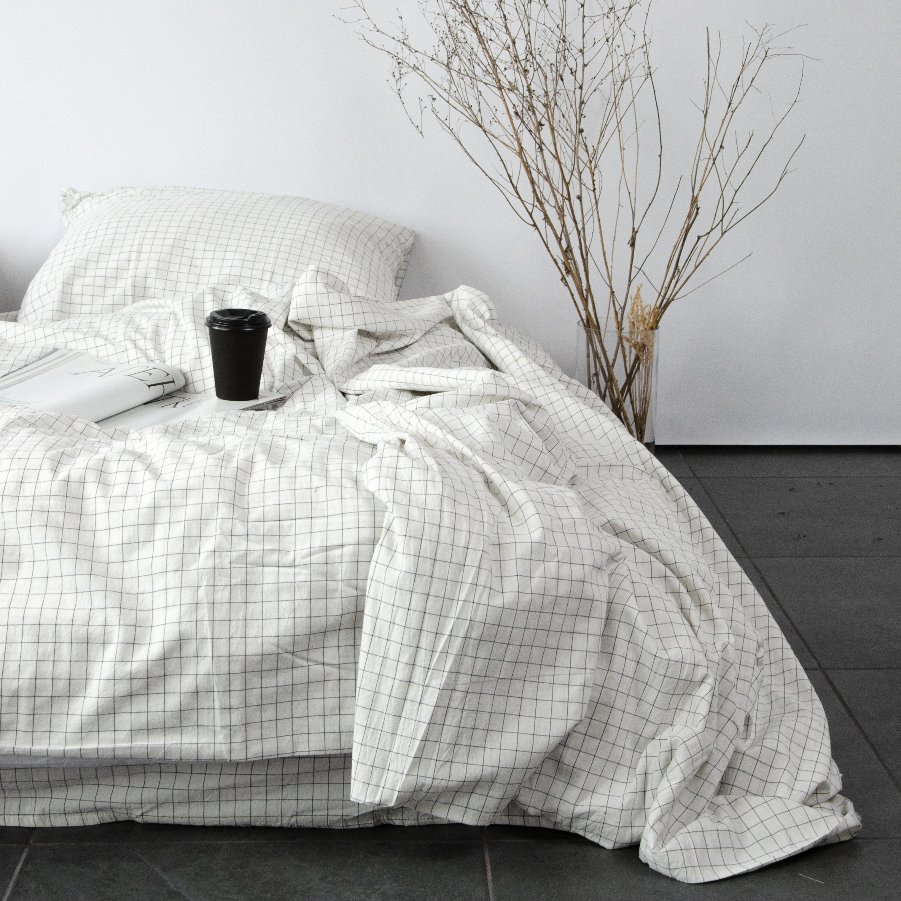 Постільний комплект Варена 100% бавовна Клітинка біла