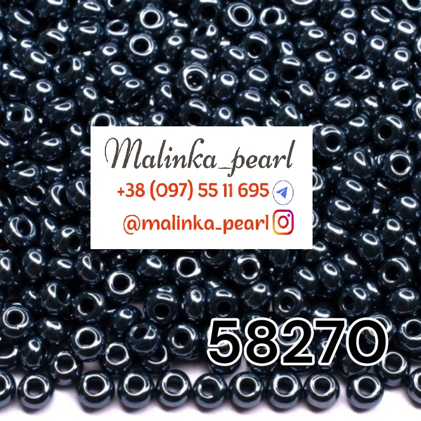 Бісер зелений темний, непрозорий, глазурований