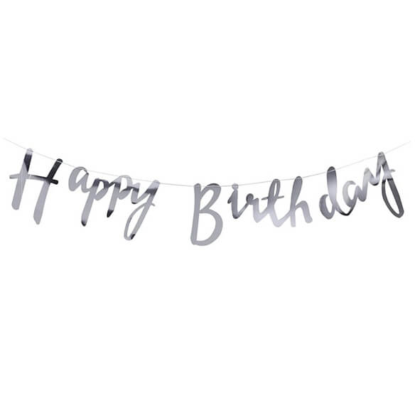 Банер-букви великі Happy birthday срібло