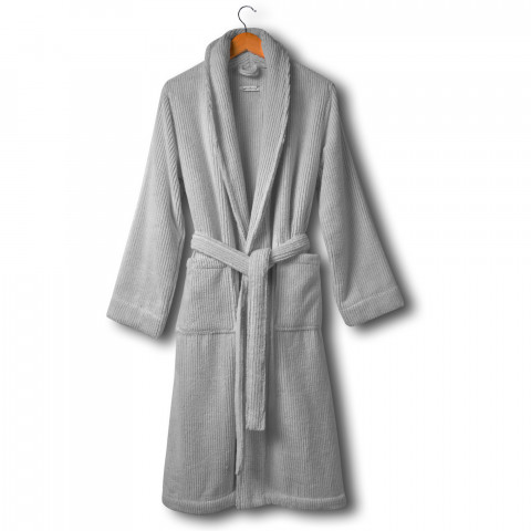 Махровий халат чоловічий L'appartement Slim Ribbed Сірий