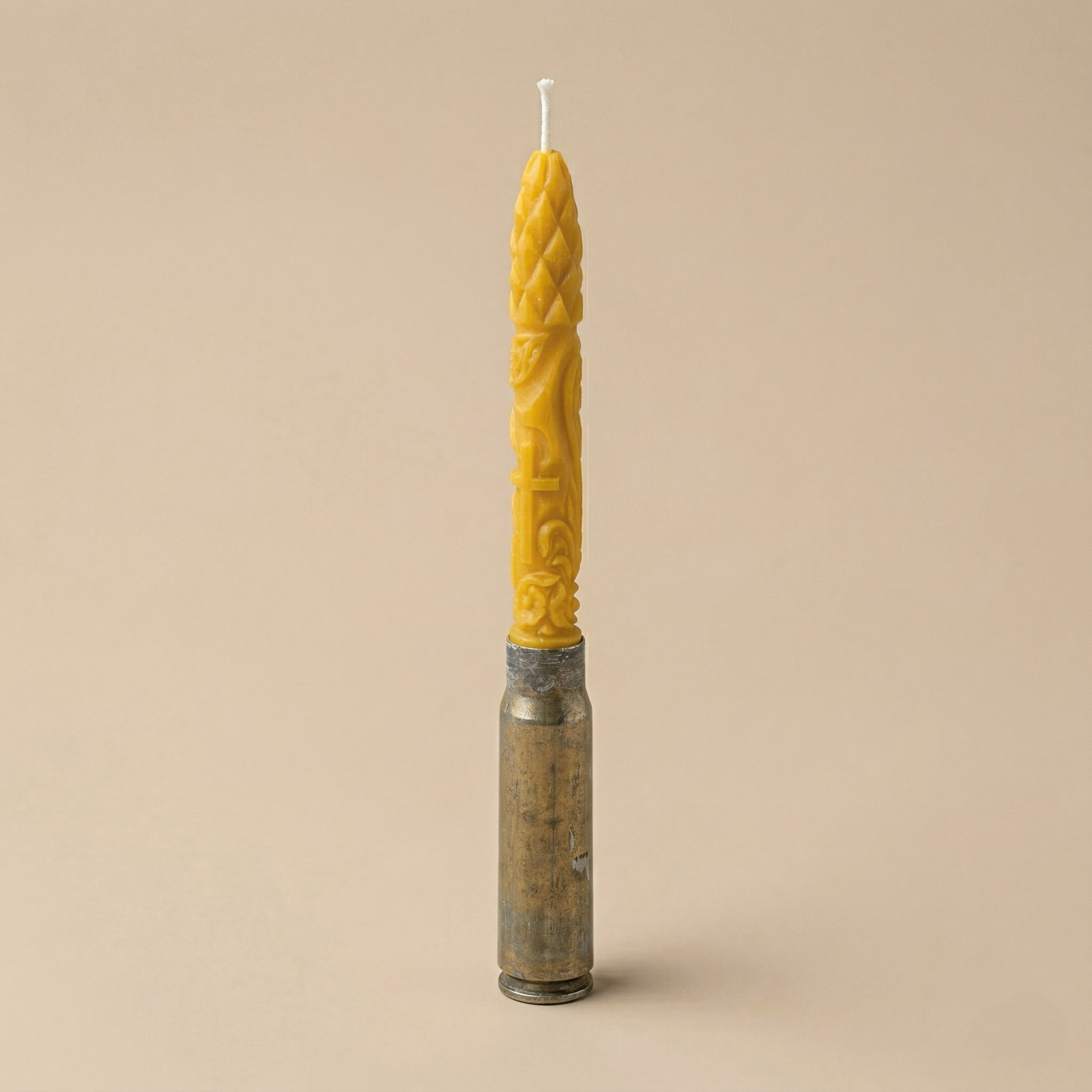 Beeswax Candle in a Bullet Casing
