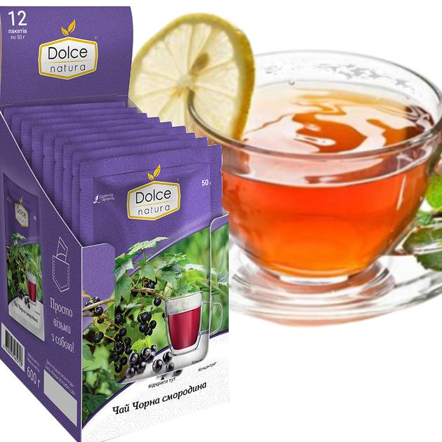 Чай-концентрат Dolce Natura чай Черная Смородина, упаковка, 12 шт х50 гр