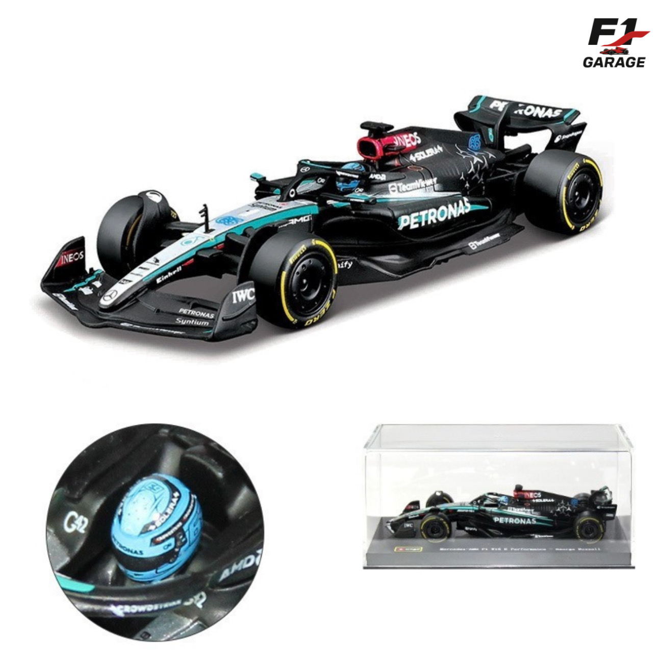 Burago Mercedes W15 George Russell, 1:43, 2024 з пілотом