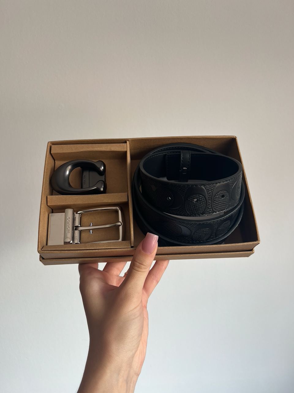 Coach Belt Kit Black Leather/Silver Fittings