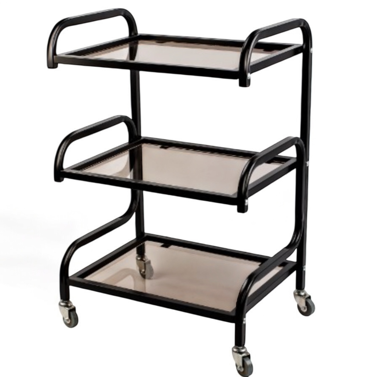 Візок косметологічний із трьома полицями, чорний