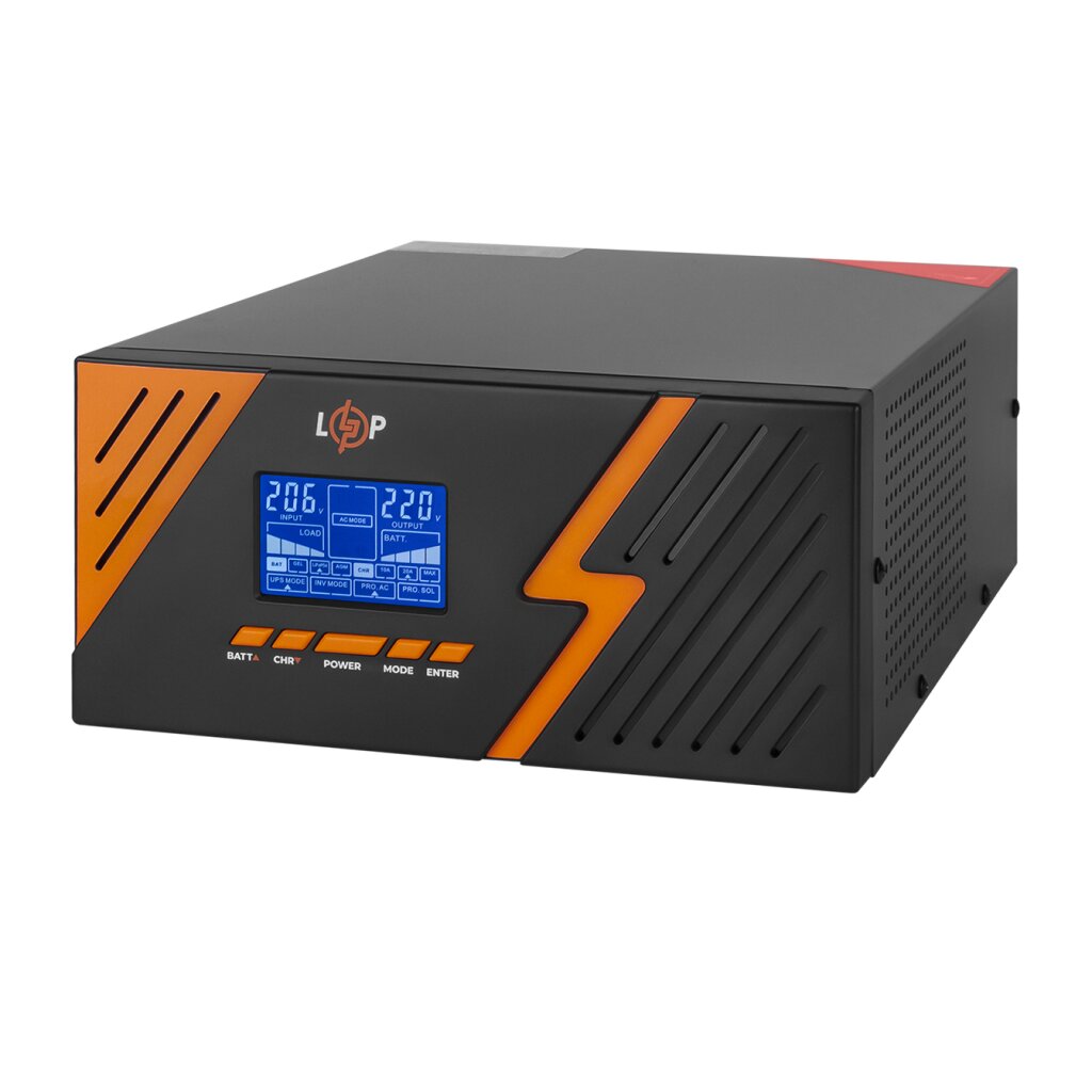 ДБЖ з правильною (чистою) синусоїдою 12V LPM-PSW-1500VA (1050Вт) Чорний