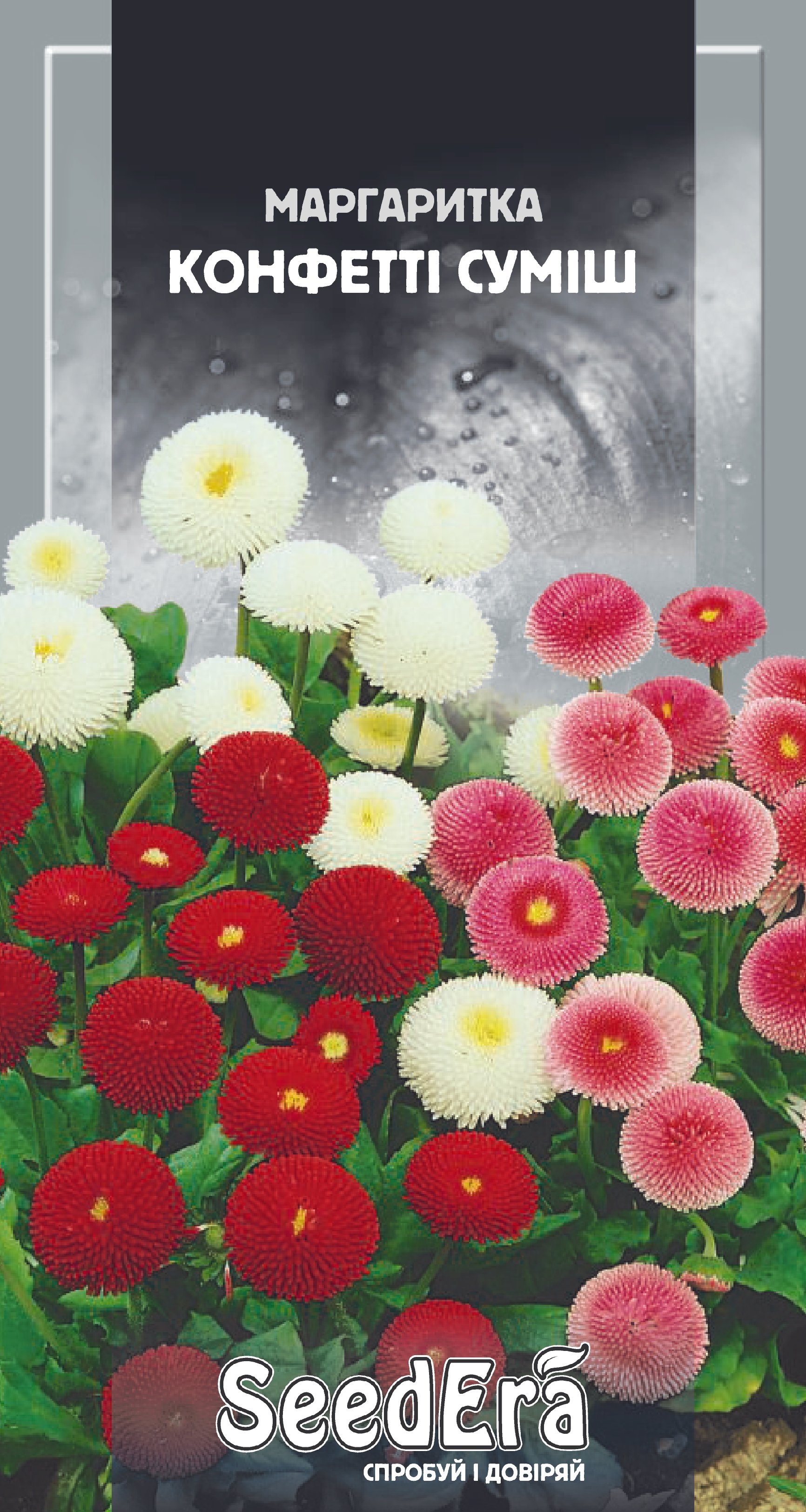 Насіння Квіти Маргаритка Конфетті суміш дворічна, 0,1 г