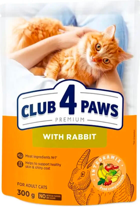 Клуб 4 лапи Premium сухий з кроликом для котів 0,3 кг