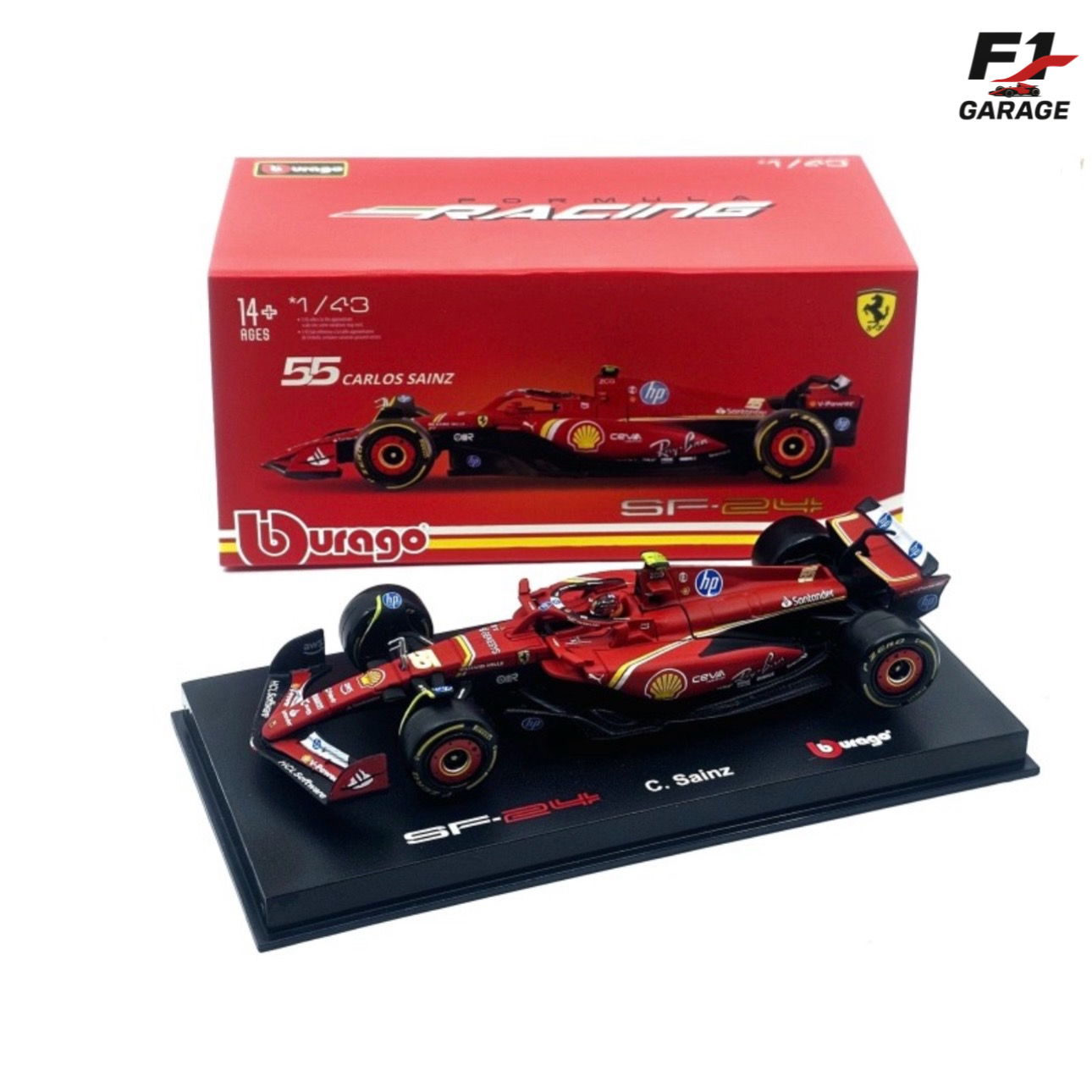 Burago Ferrari SF-24 Carlos Sainz, 1:43, 2024 з пілотом