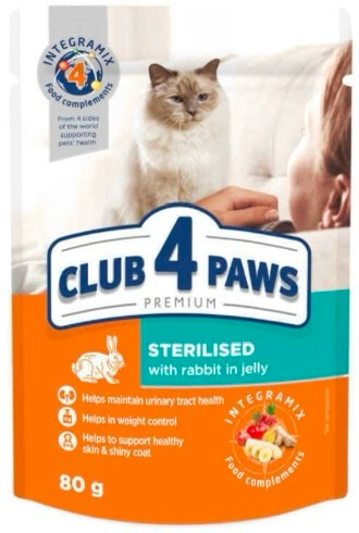 Клуб 4 лапи Premium пауч з кроликом в желе для стерилізованих котів 80гр.