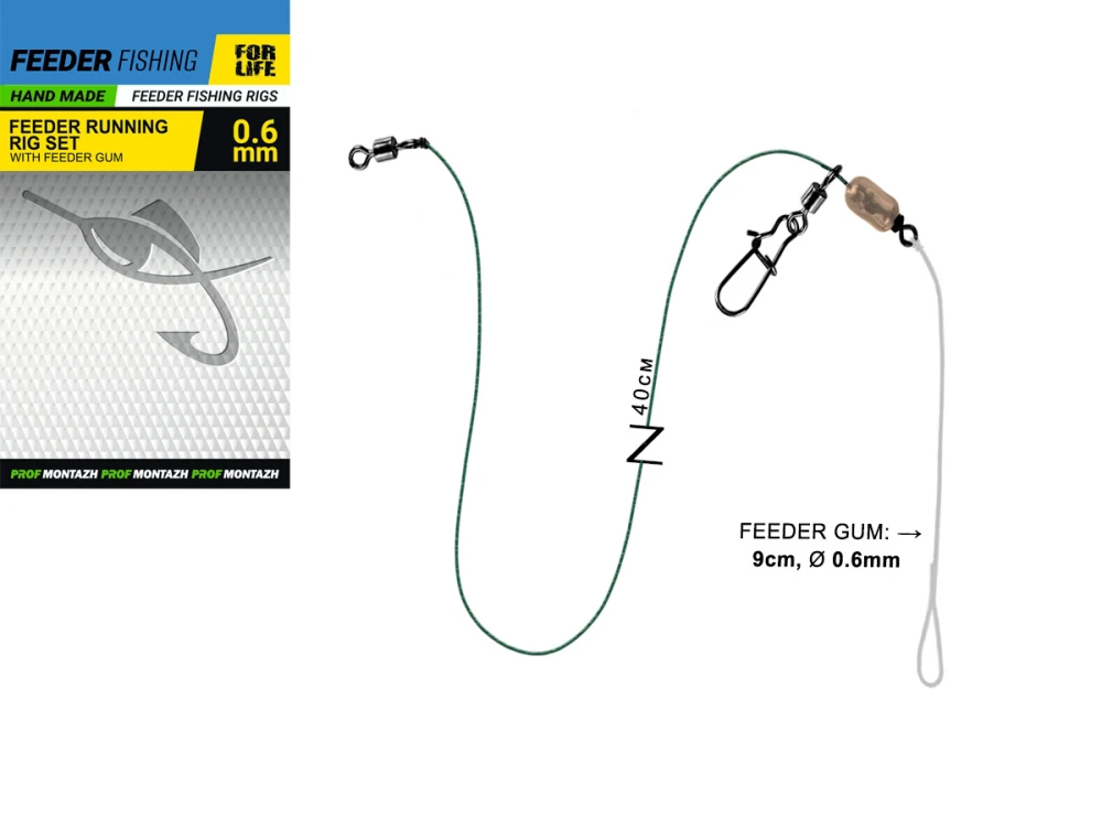 Фідерний монтаж Running Feeder Rig + Feeder GUM 0.6мм