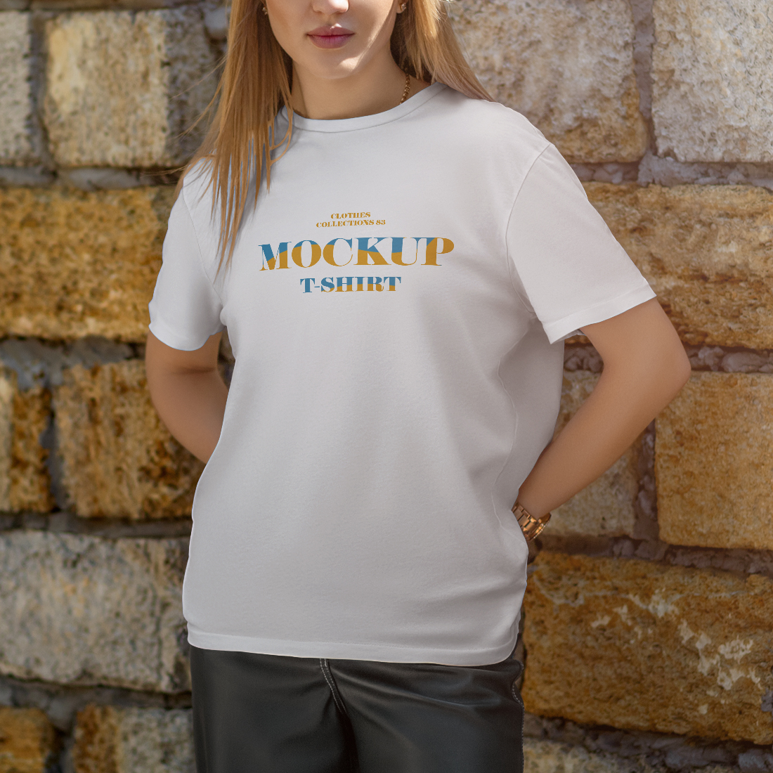5 Mockups T-Shirt on a Girl in the Outdoor