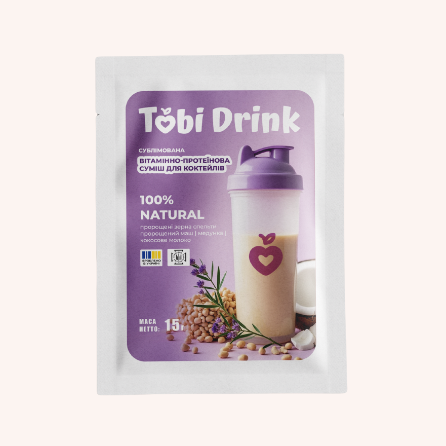 TOBI Drink Пророщена спельта • Пророщений маш • Медунка • Кокосове молоко, 15г.