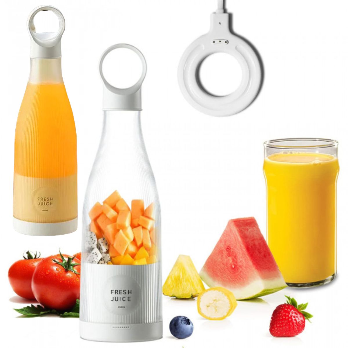 Міні блендер Mini Juice для смузі, портативний, у формі пляшки, 300 мл 