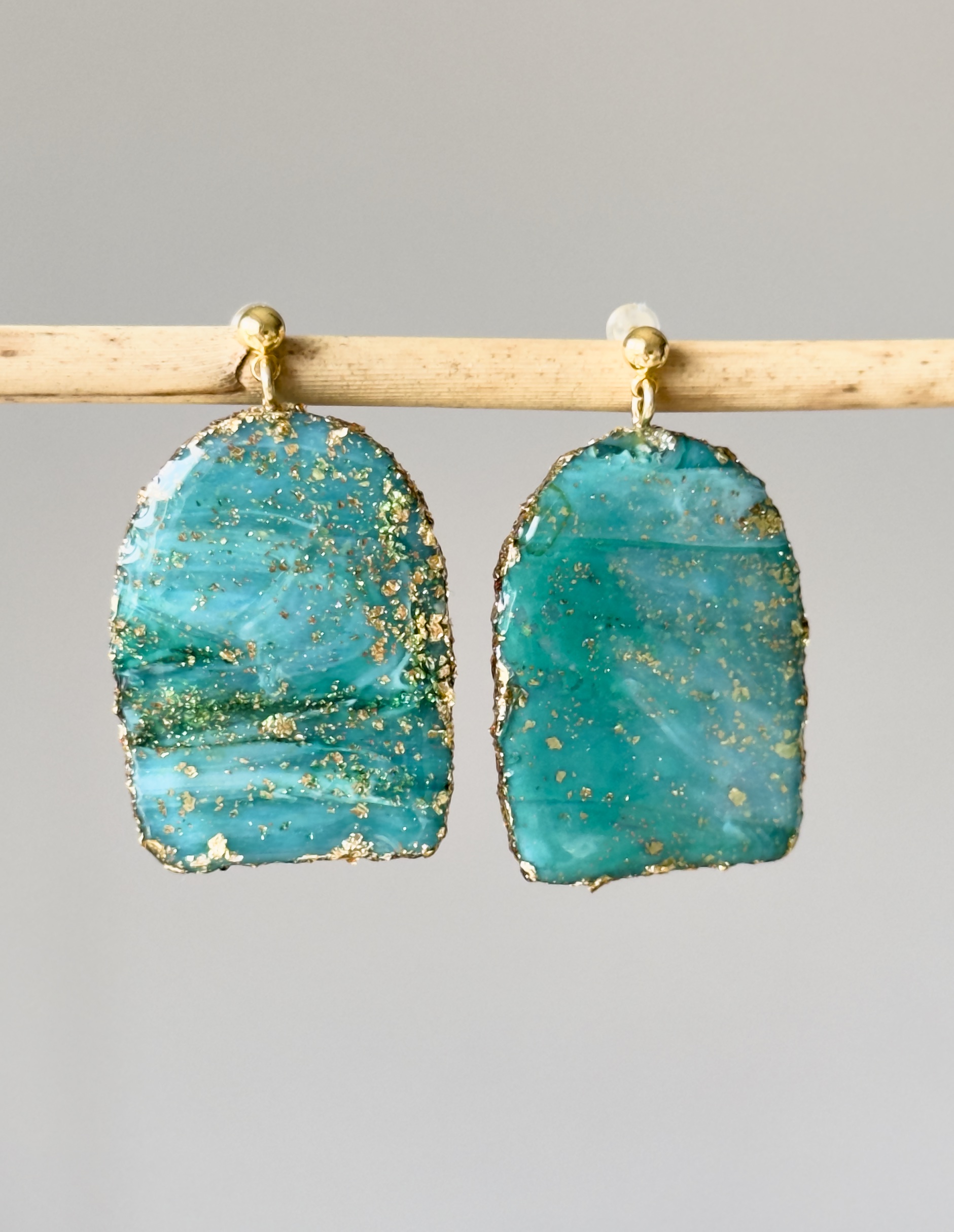 Imitation stone earrings, abstract dangle earrings, polymer clay earrings