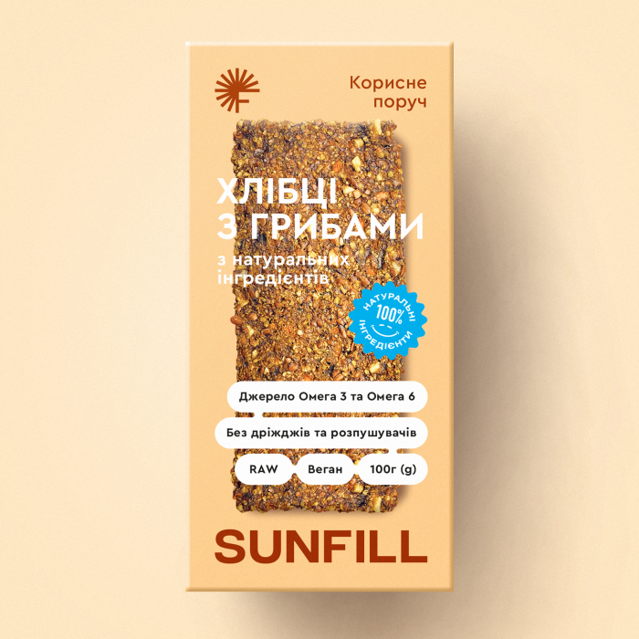 Хлібці з грибами - Sunfill, 100 г