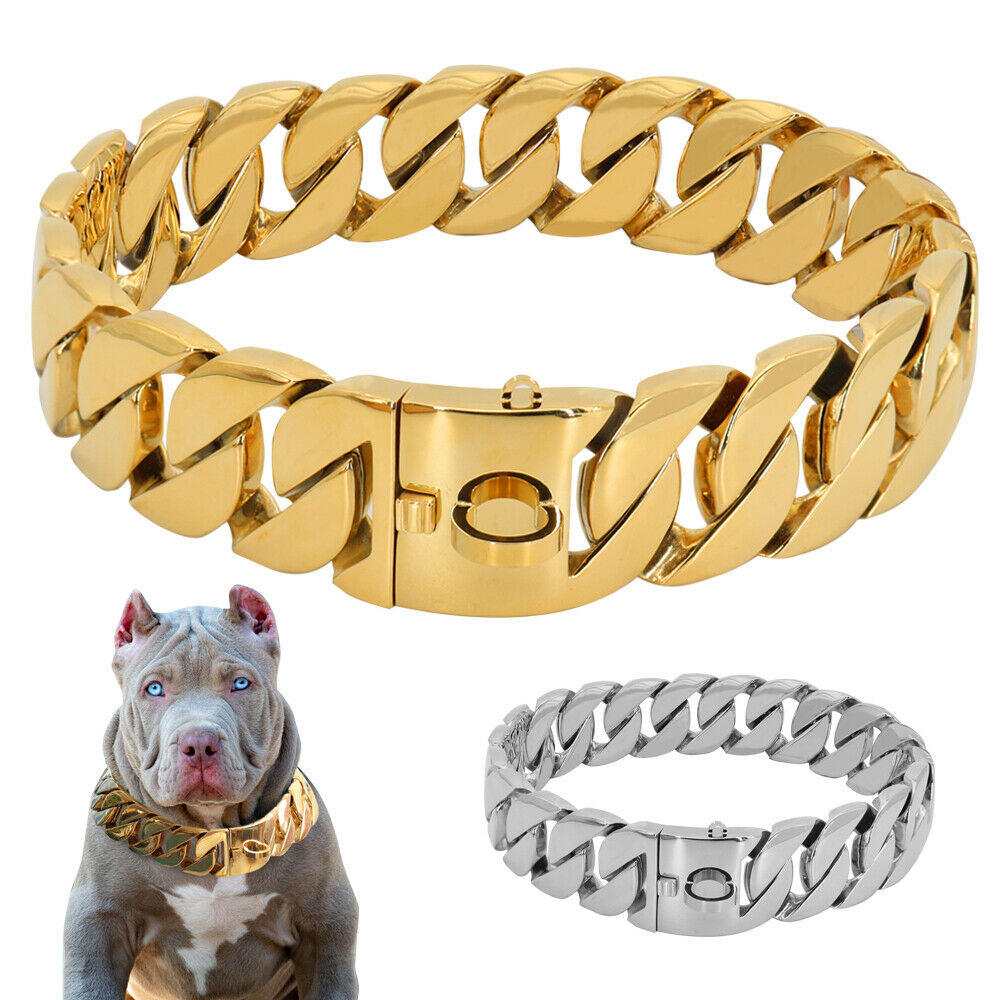 Rose gold cuban outlet link dog collar