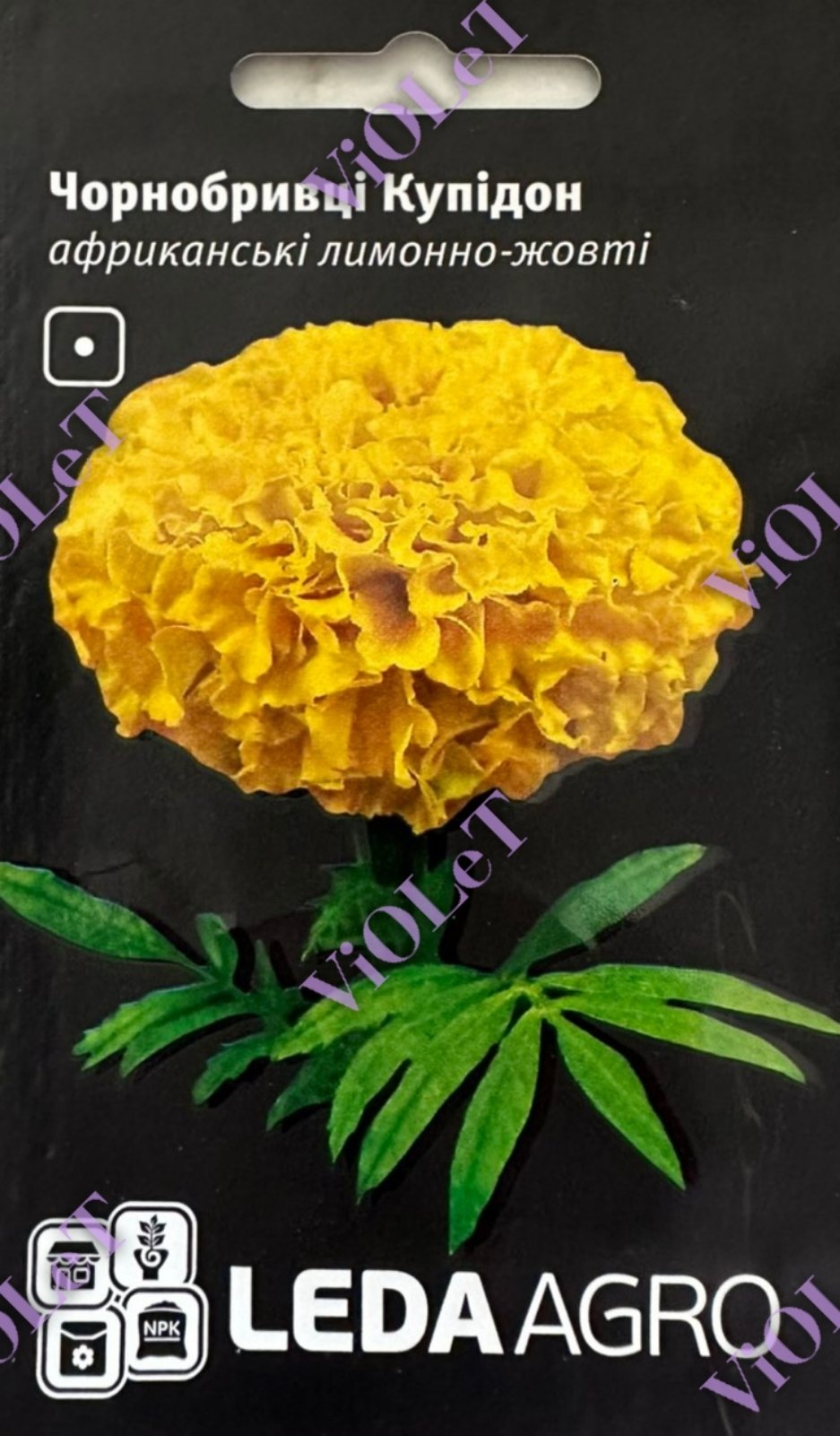 Купідон, чорнобривці лимонно-жовті африканські, 0,2 г, Leda Agro