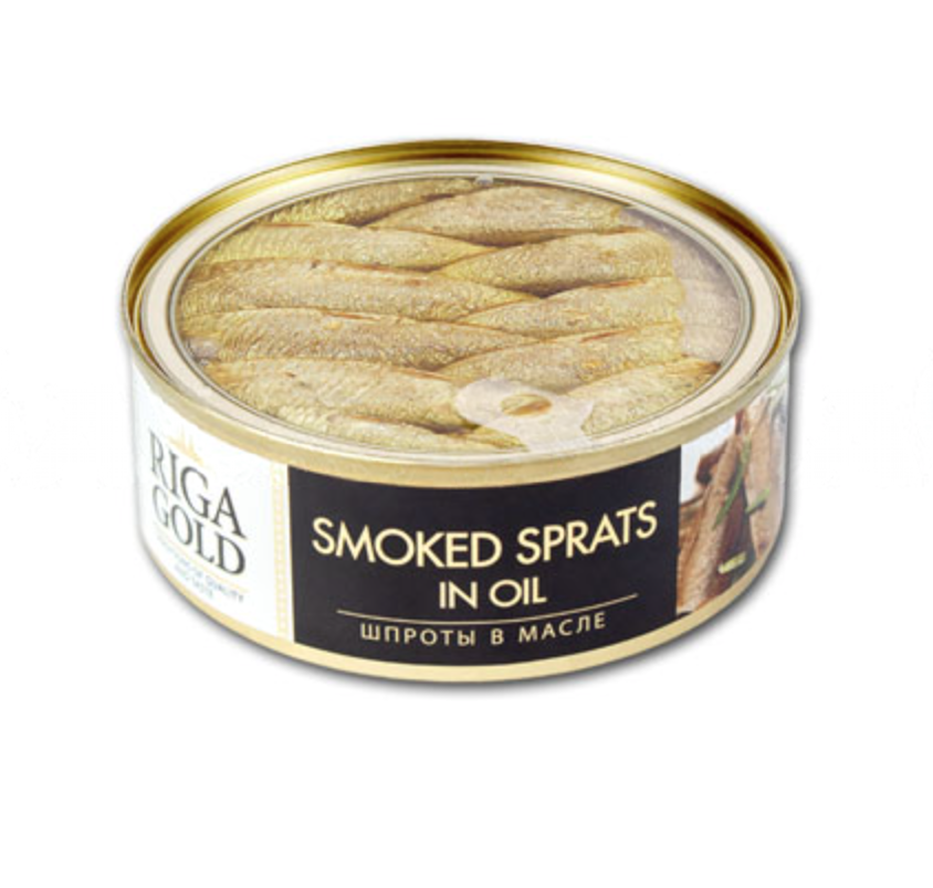 🇱🇻 "RIGA GOLD" Espadines ahumados en aceite, 240 g.