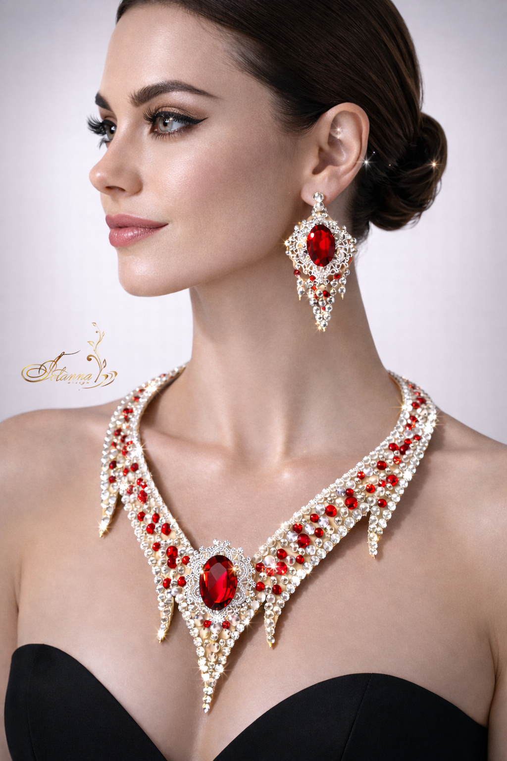 Silver crystal jewelry set