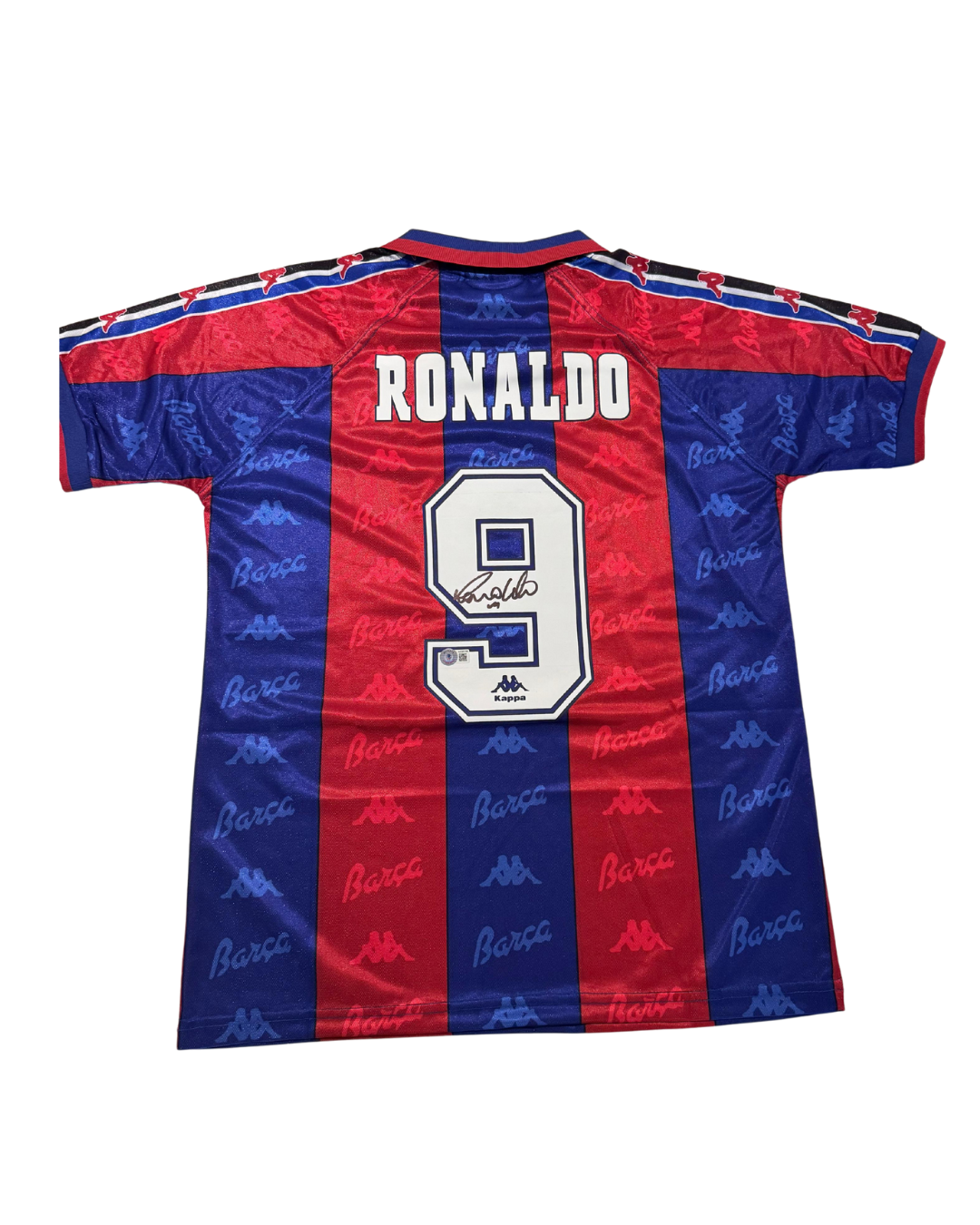 JERSEY ROJA BARCELONA RONALDO NAZARIO SIGNED CERTIFICADO BECKETT