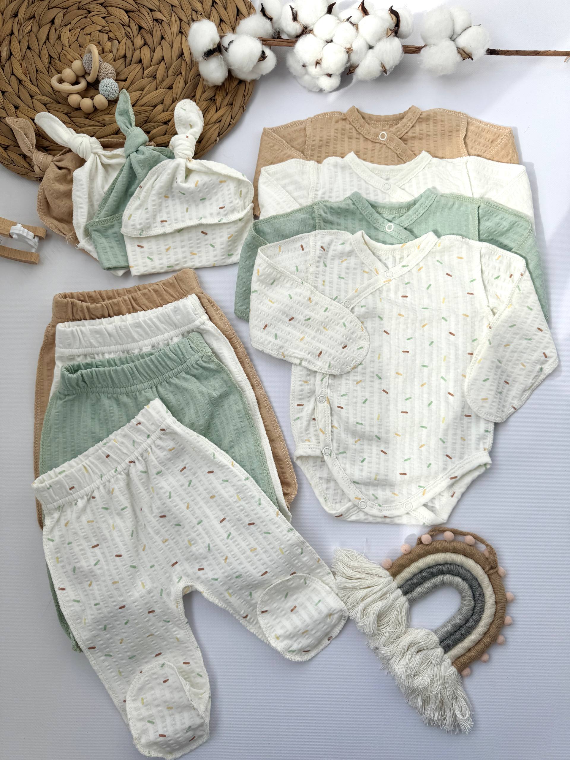 Комплект для новонародженого боді повзунці шапочка вузлик 56,62 інтерлок  одяг для немовляти з народження