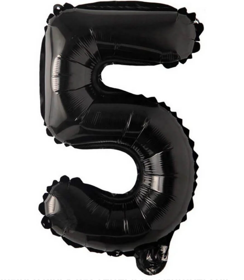 34 inch Number 5 Black Helium Balloon