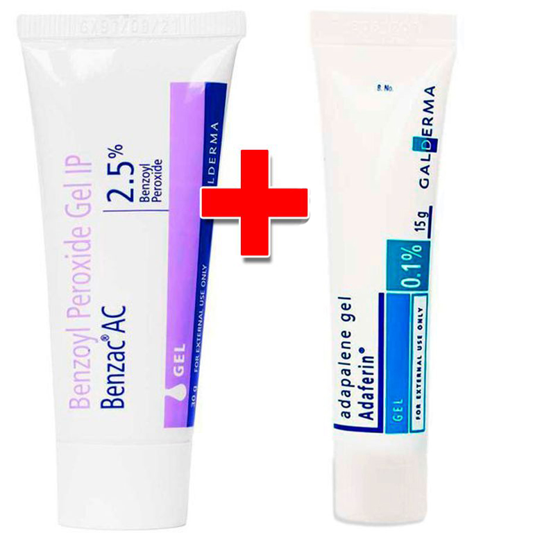 ᐉ 1+1 = 2 шт: Benzac AC Бензак (Базирон) 2.5% 30 г. + Гель Adapalene (Адапален, Дифферин)  0.1% - 15 г