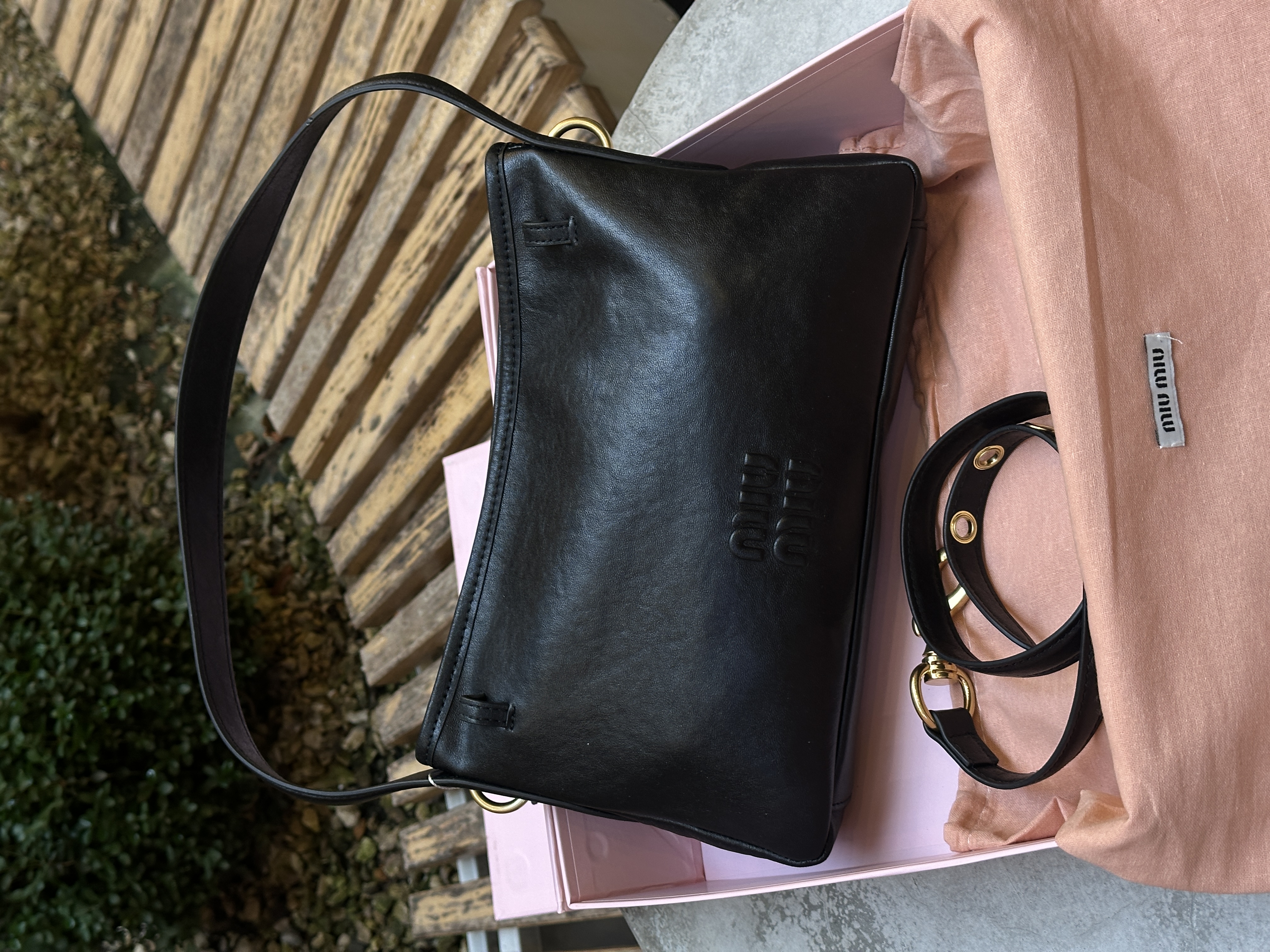 Miu Miu Aventure Nappa Leather Bag Black