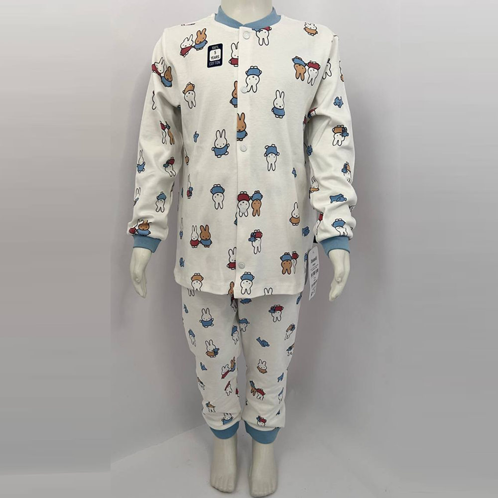 Піжама дитяча з милими зайчиками – дитячий комплект з довгими рукавами і штанами, 100% бавовна