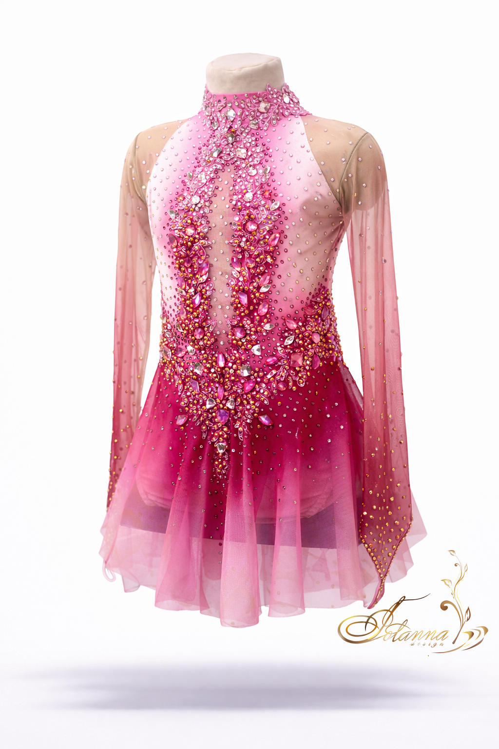 Custom pink figure skating dress