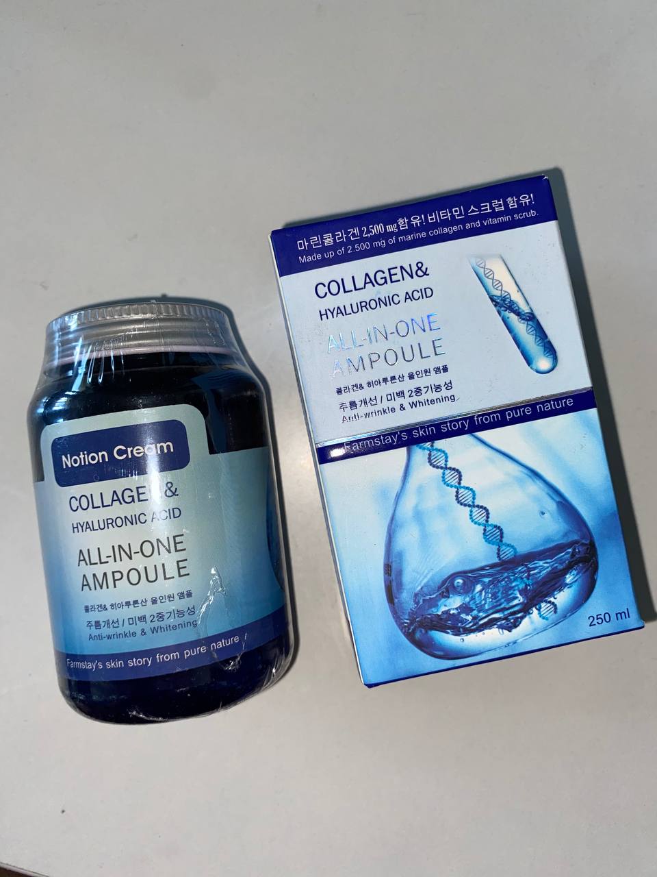 Collagen & Hyaluronic Acid Notion Cream Антивікова, відбілююча сироватка крем з колагеном і гіалуроновою кислотою 230 мл