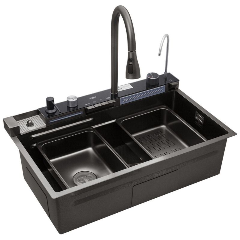 Кухонна мийка Kroner KRP Schwarze – SET7546ARTHM PVD