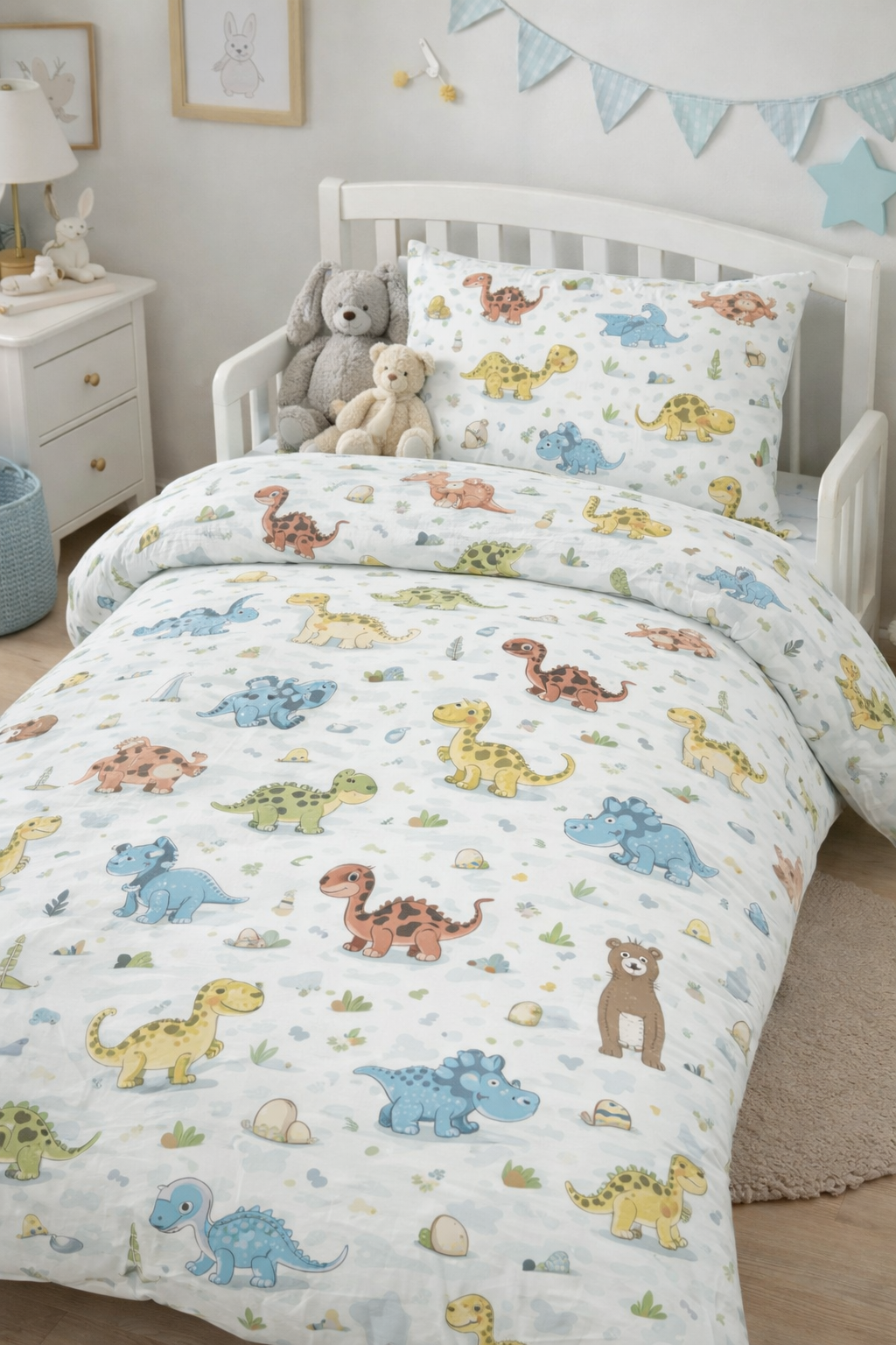 Постільна білизна для хлопчиків ранфорс прінт  "Маленькі дінозаврики"