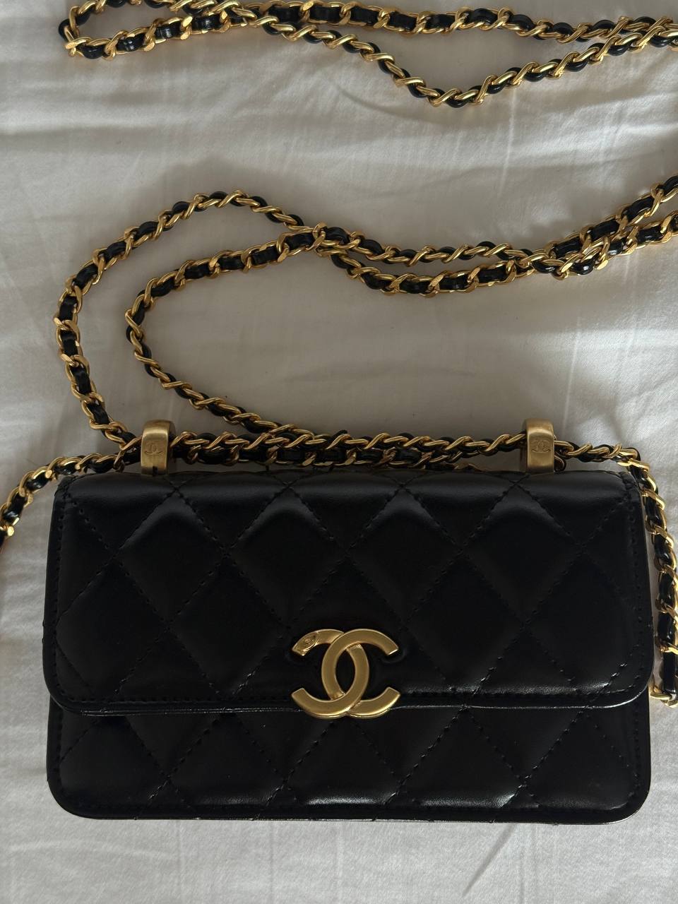 Chanel Calfskin Quilted Perfect Fit Wallet On Chain Burgundy/Gold