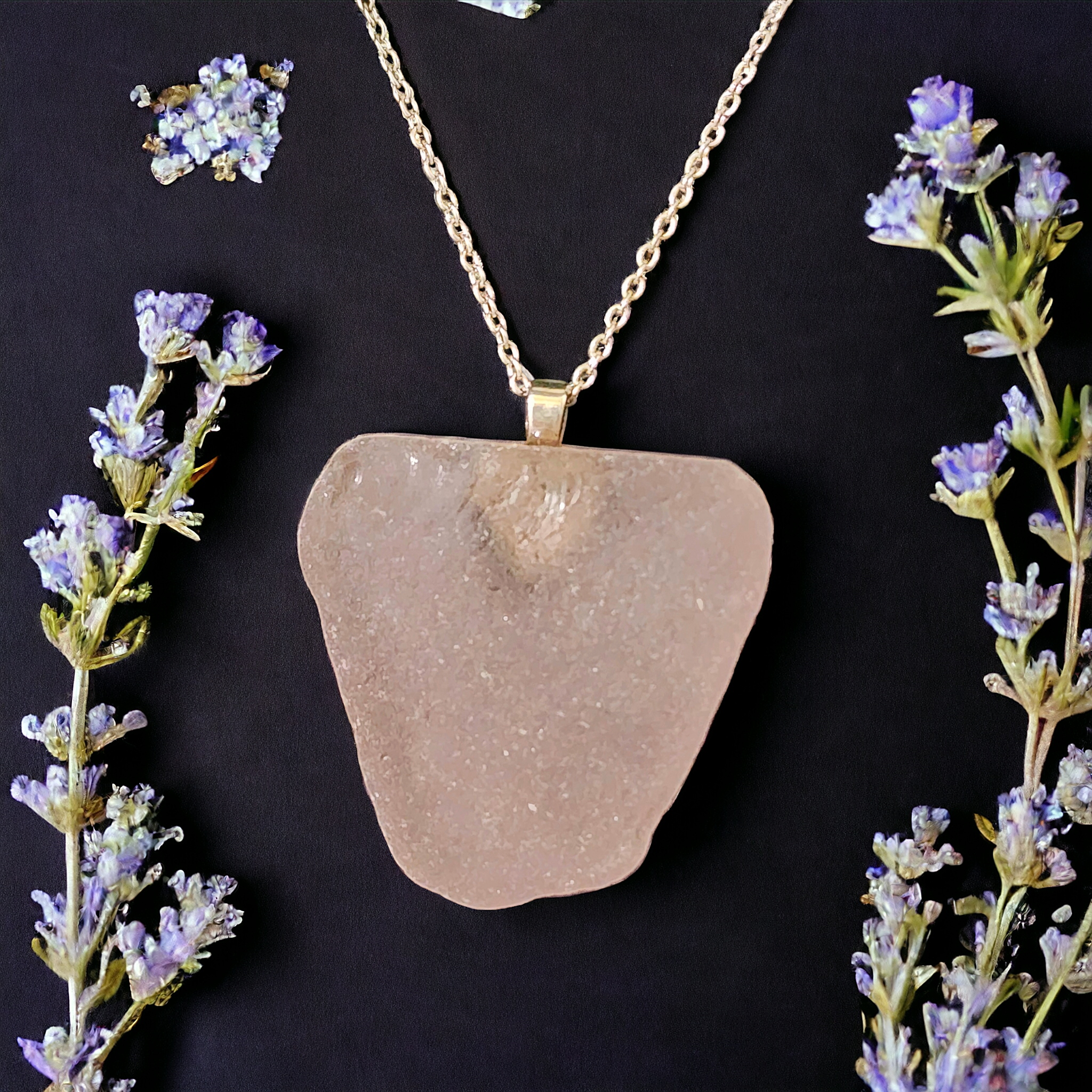 Large Lavender Sea Glass Necklace 