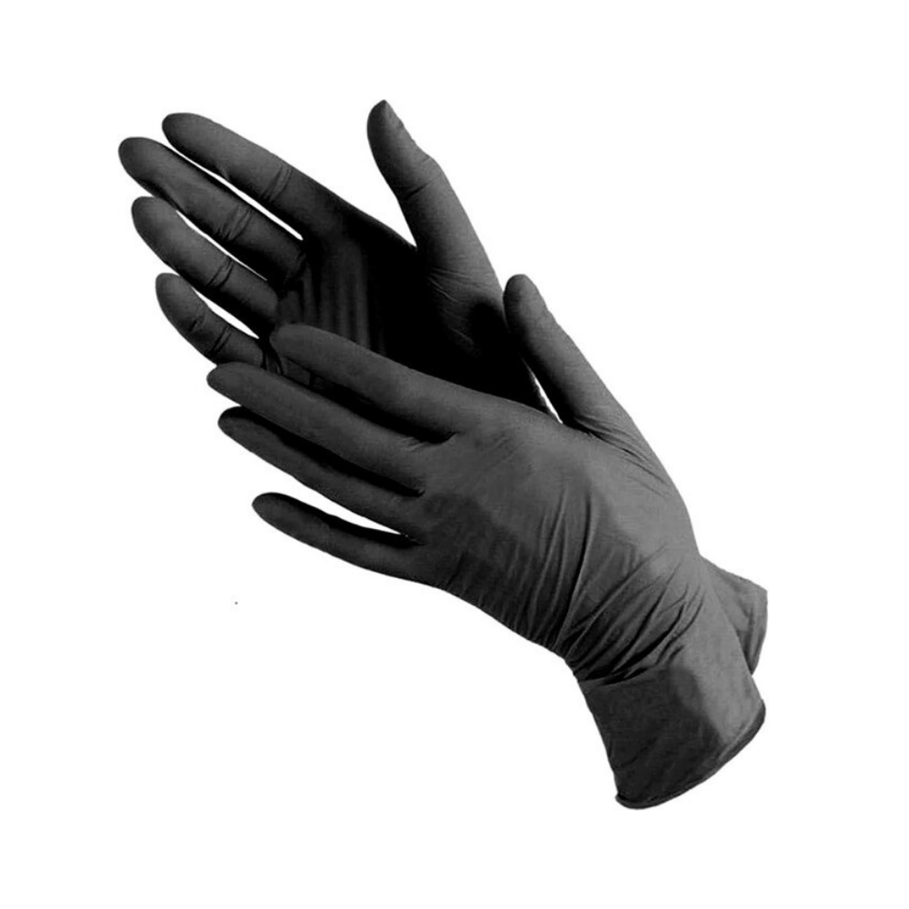 Нітрилові оглядові рукавичк ОПТОМ M Чорні нестерильні, Без пудри, Текстуровані, 5.0 , 100 шт ,