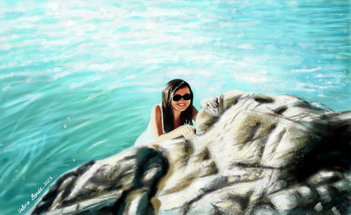 "Mermaid of Black Sea". Original digital print by Valeria Bonda, printed on a hoodie (unisex)