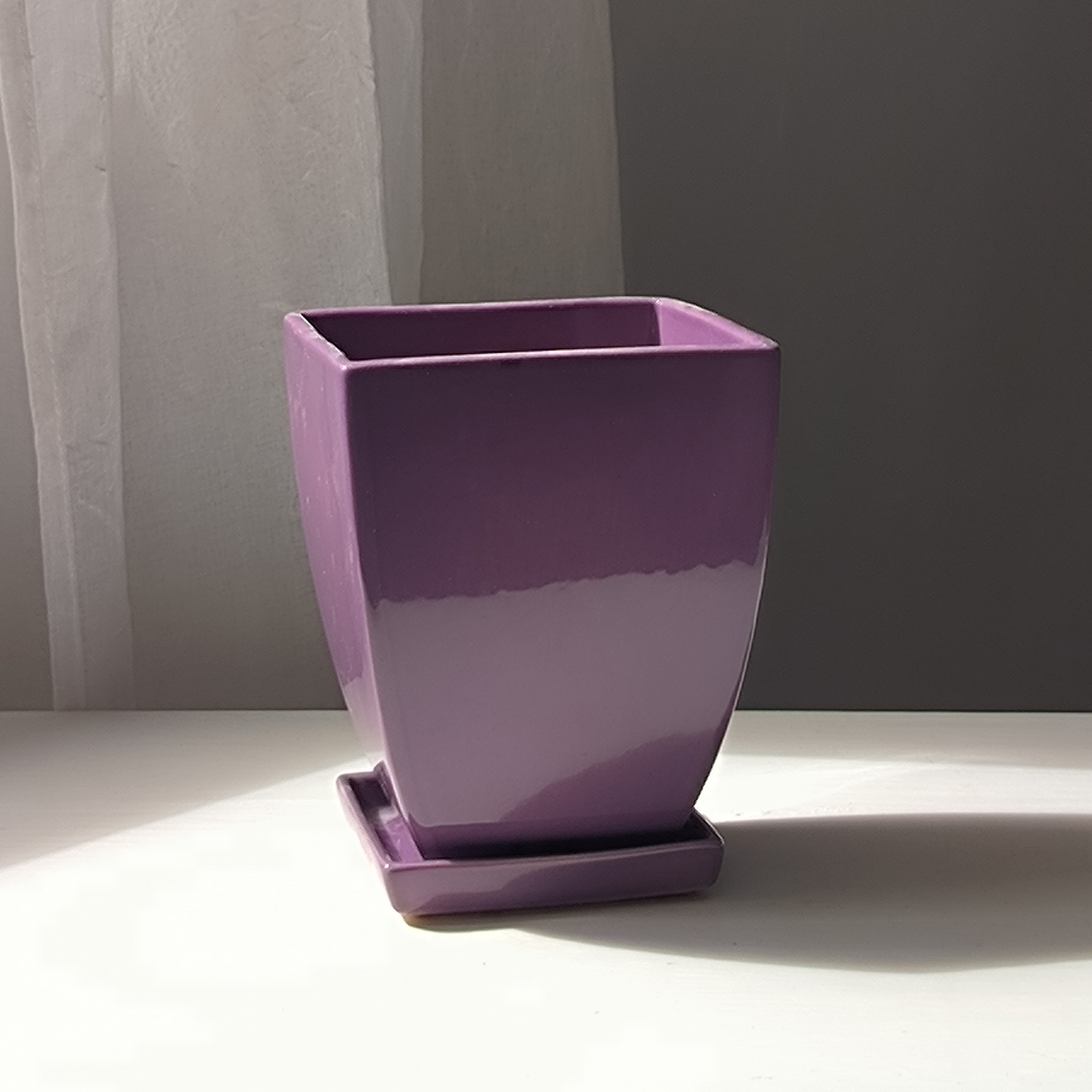Горщик керамічний Конус чотирикутний 1,1 л Фіалковий p091