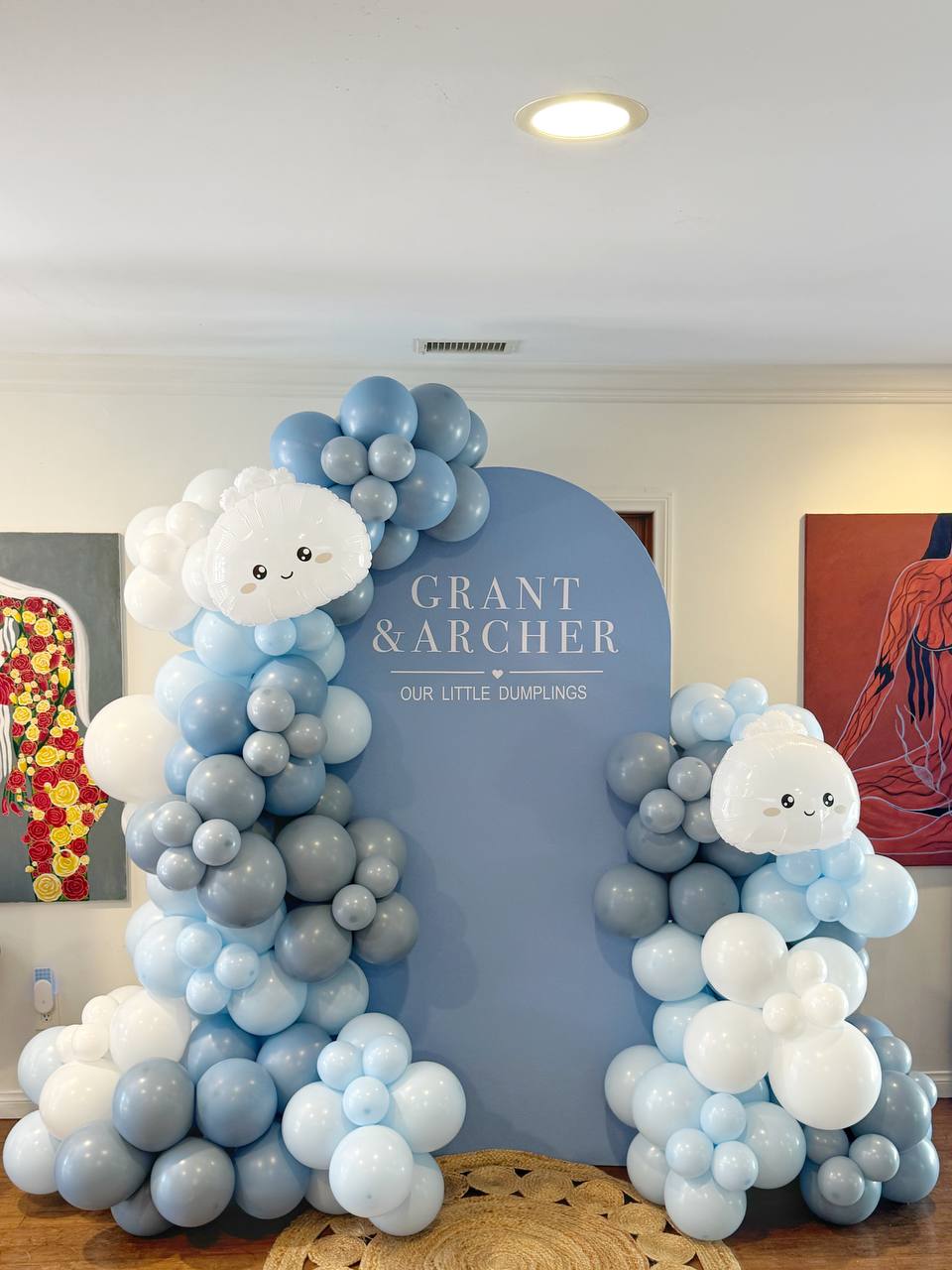 Twin Boys Baby Shower Balloon Backdrop