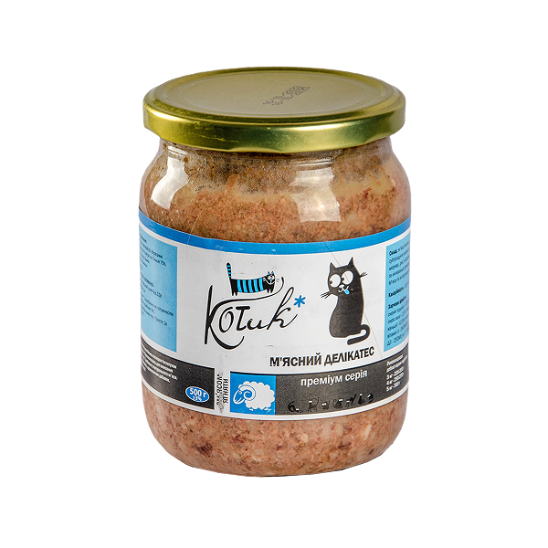 Консерви КОТиК д/котів м'ясні делікатеси з м'ясом ягняти 500г