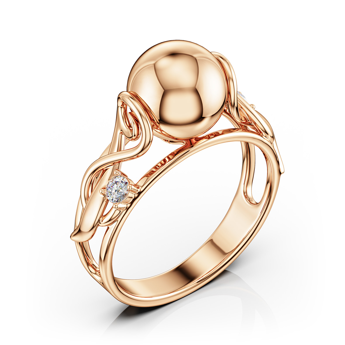Goldring „Sphäre“ mit Zirkonia – 585er Rotgold