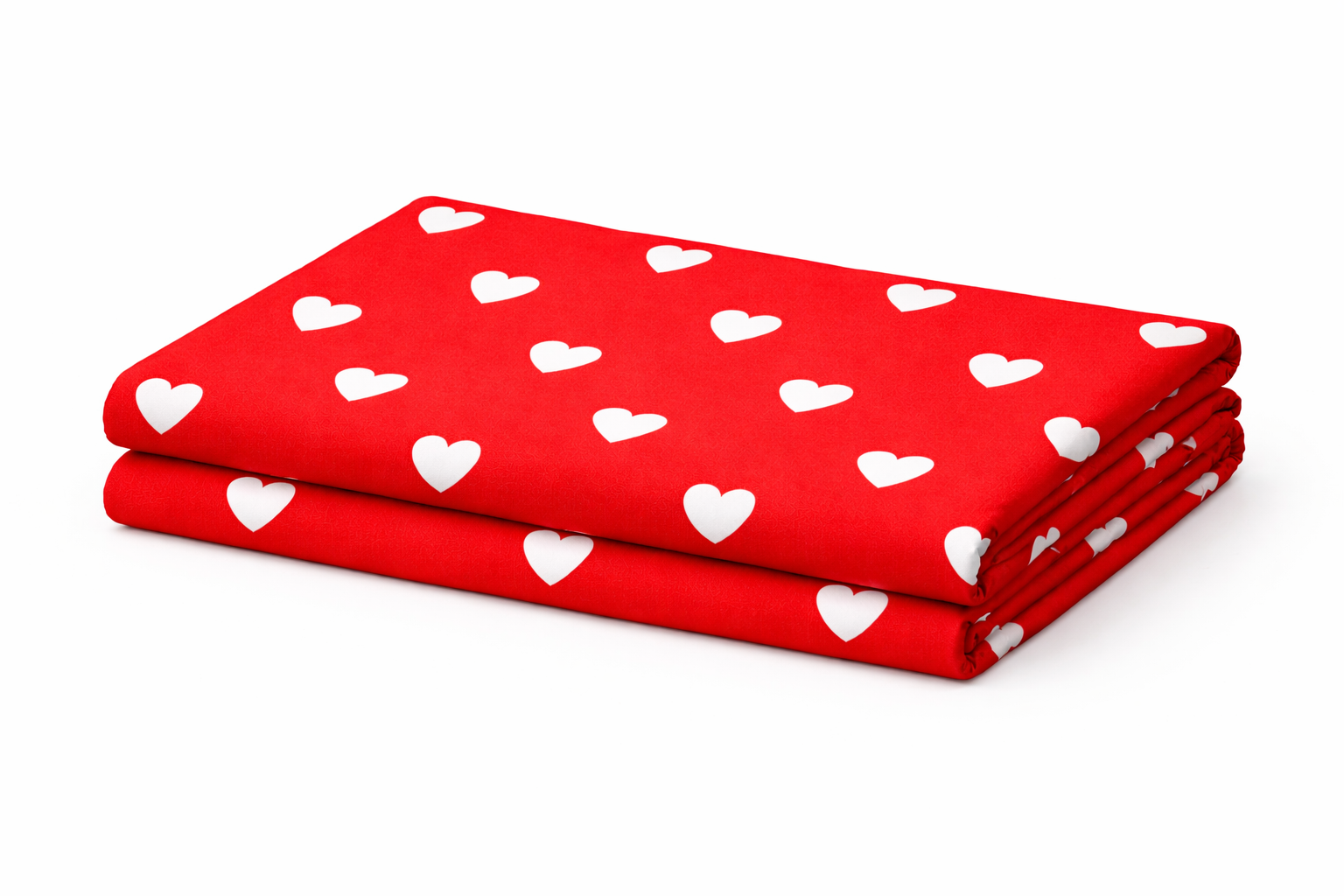 Простирадло ранфорс принт без гумки "Серця на червоному"