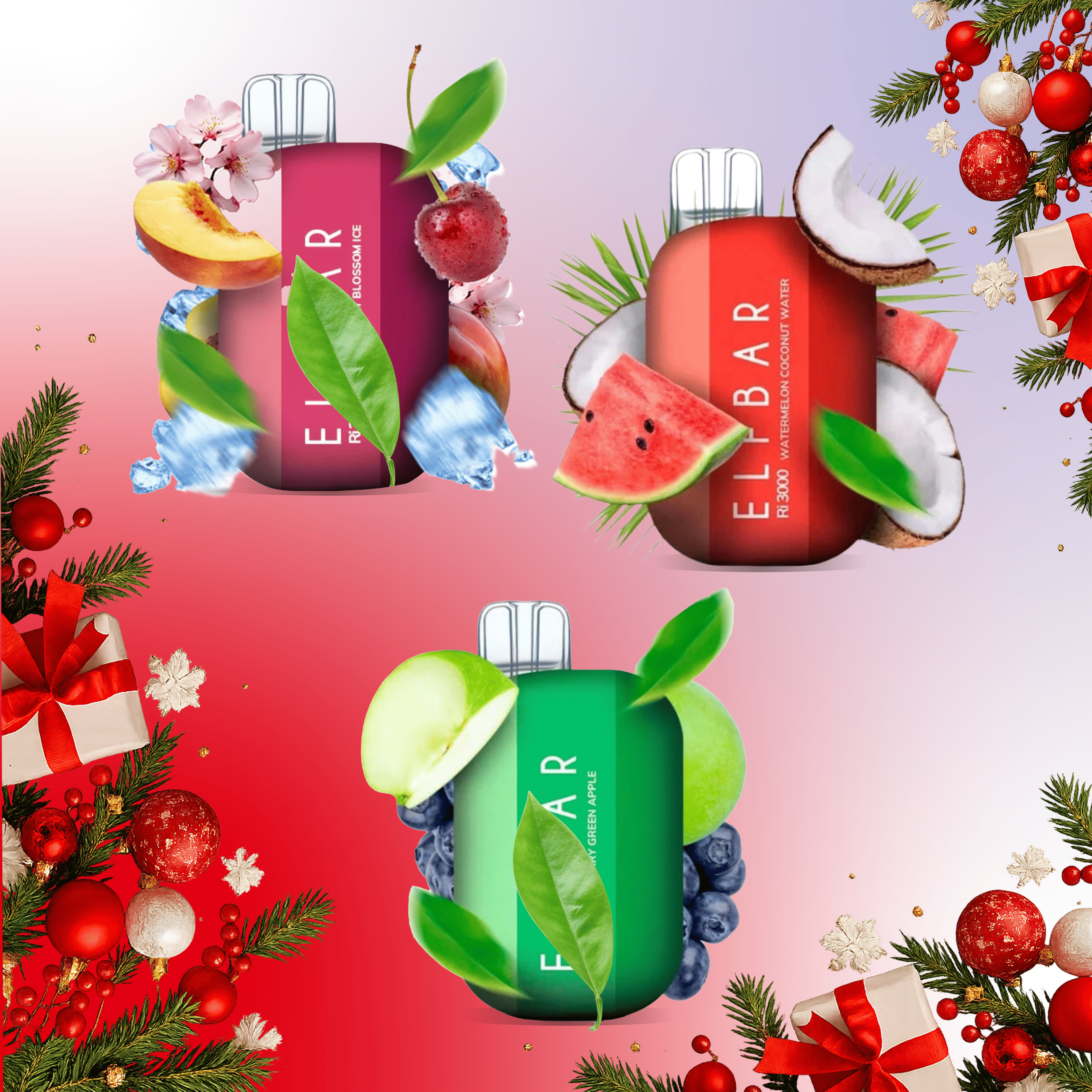 Новорічний Акційний Набір ELF BAR RI 3000 3 шт 🎁🎄