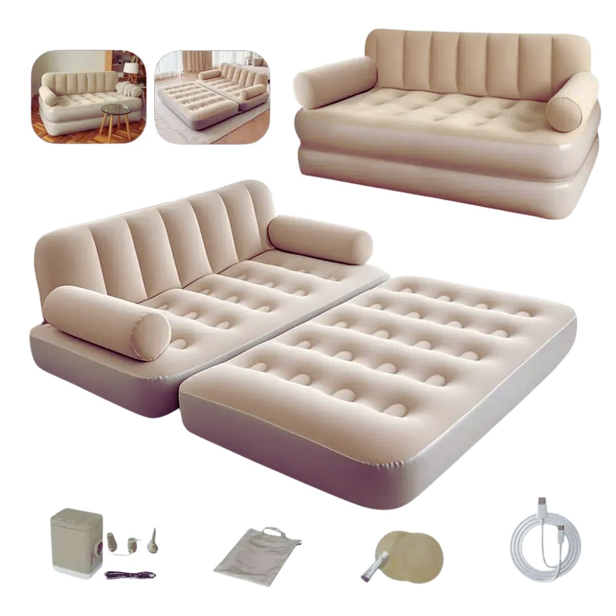 Надувний диван-трансформер 5-в-1 (188х152х64 см) двомісний