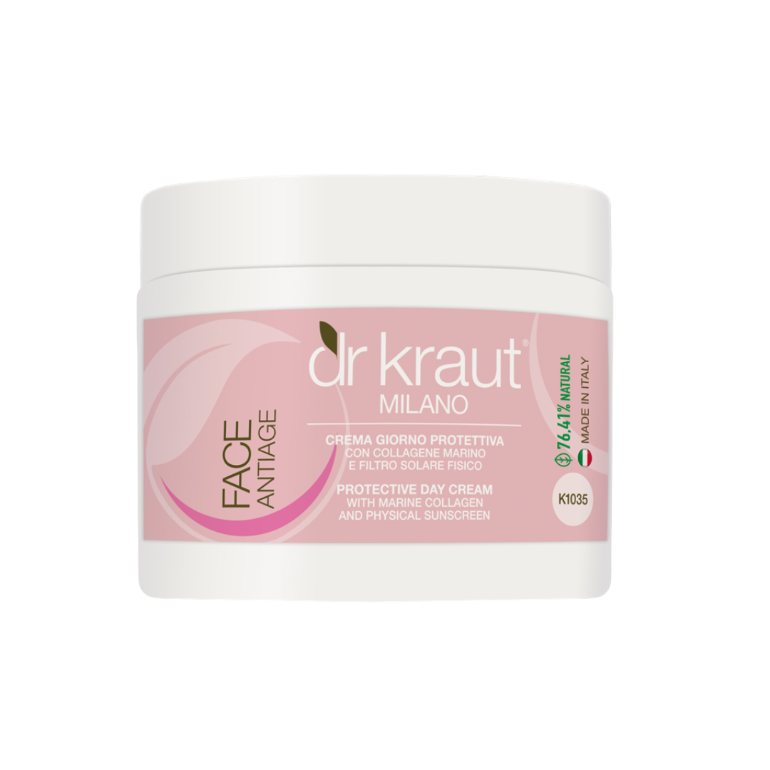 Захисний денний крем для обличчя з морським колагеном та фізичним SPF Dr. Kraut